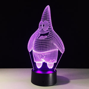 Cartoon Patrick Star Acrylic 7 Colors Desk Lamp