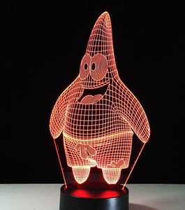 Cartoon Patrick Star Acrylic 7 Colors Desk Lamp