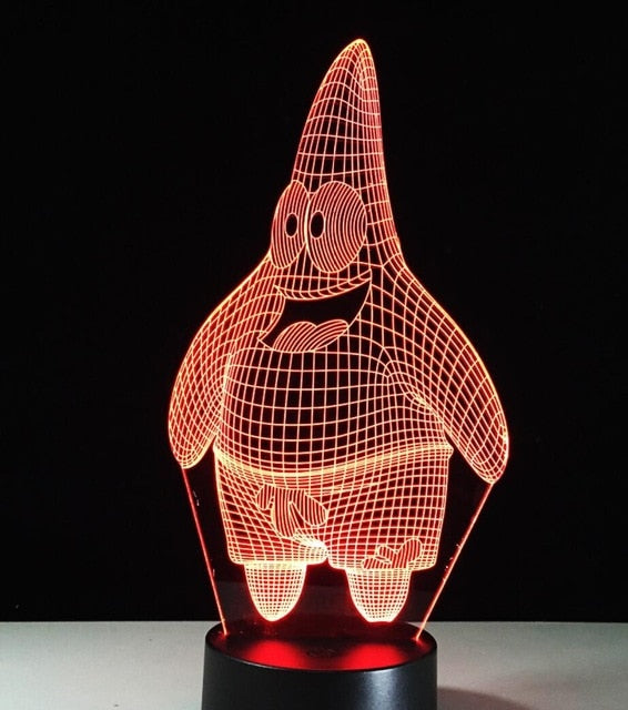 Cartoon Patrick Star Acrylic 7 Colors Desk Lamp